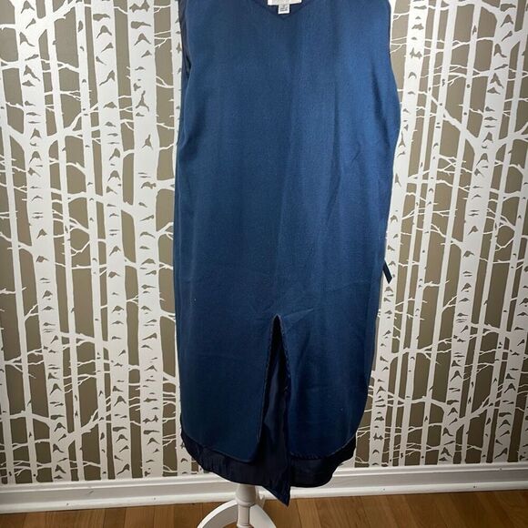 Vintage 80s Navy Blue Olive Green Double Breasted Trench Coat 6 - Picture 6 of 11